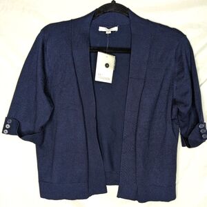 89th & Madison Navy Blue Short Sleeve Cardigan, Large